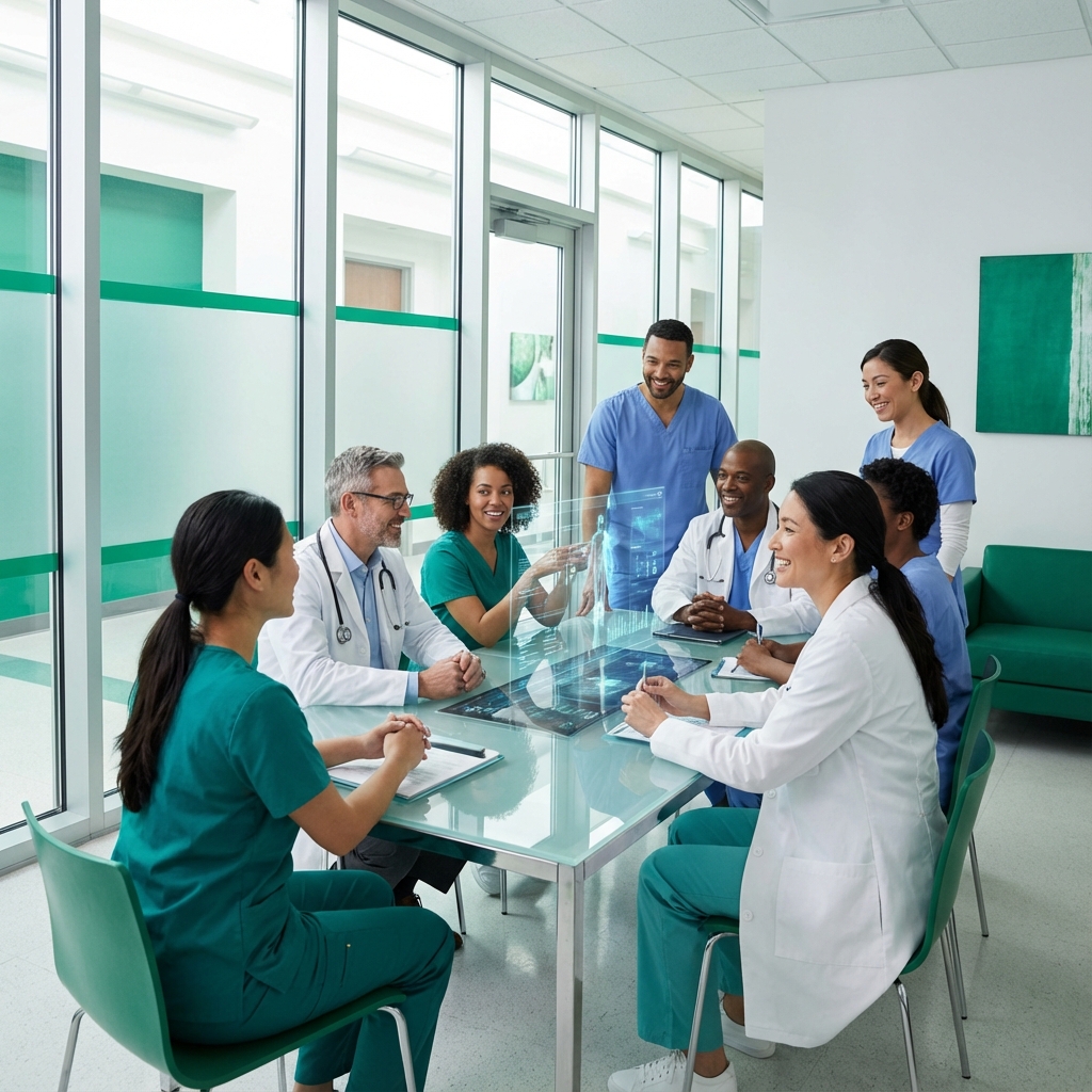 Equipe médica em clínica