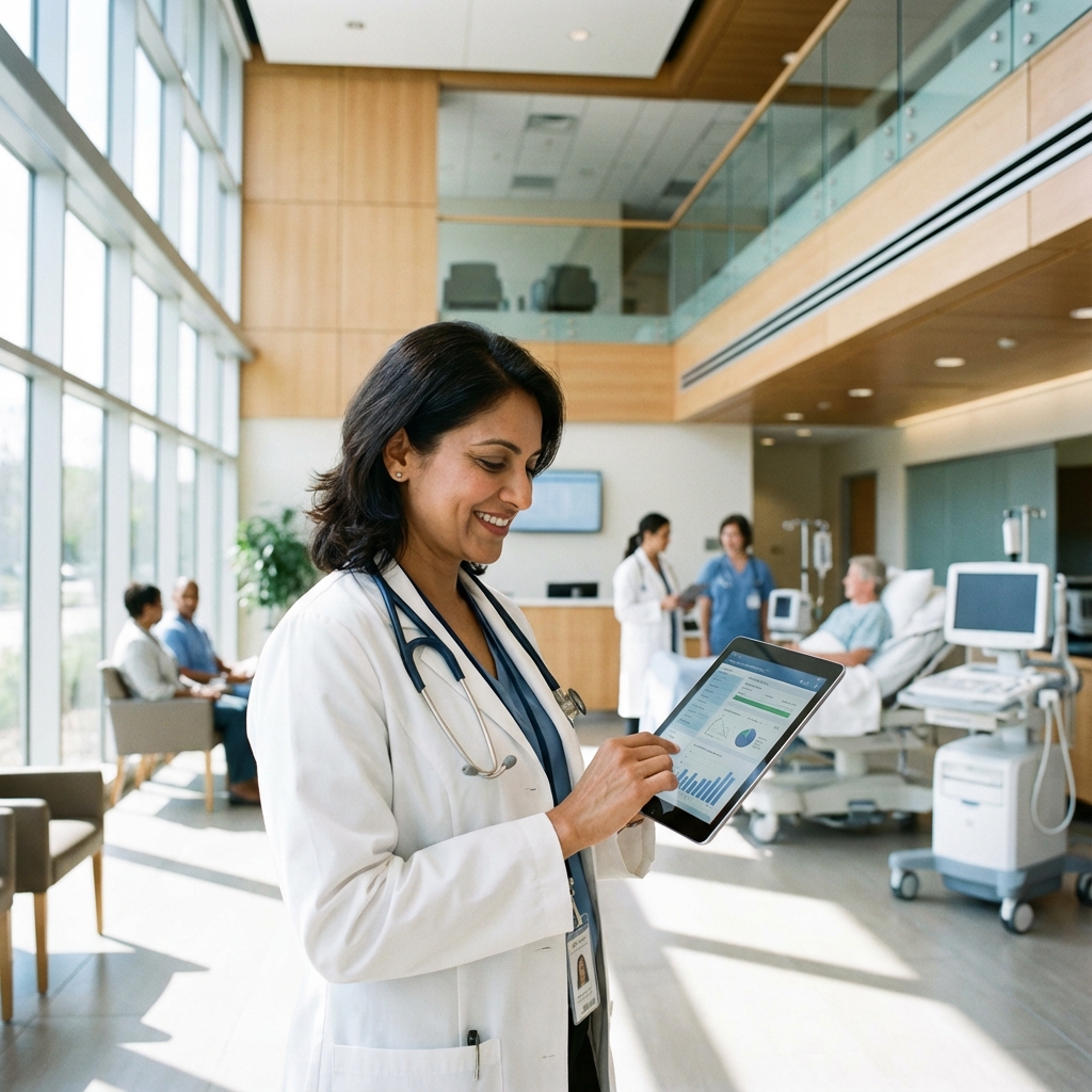 Médico usando tablet